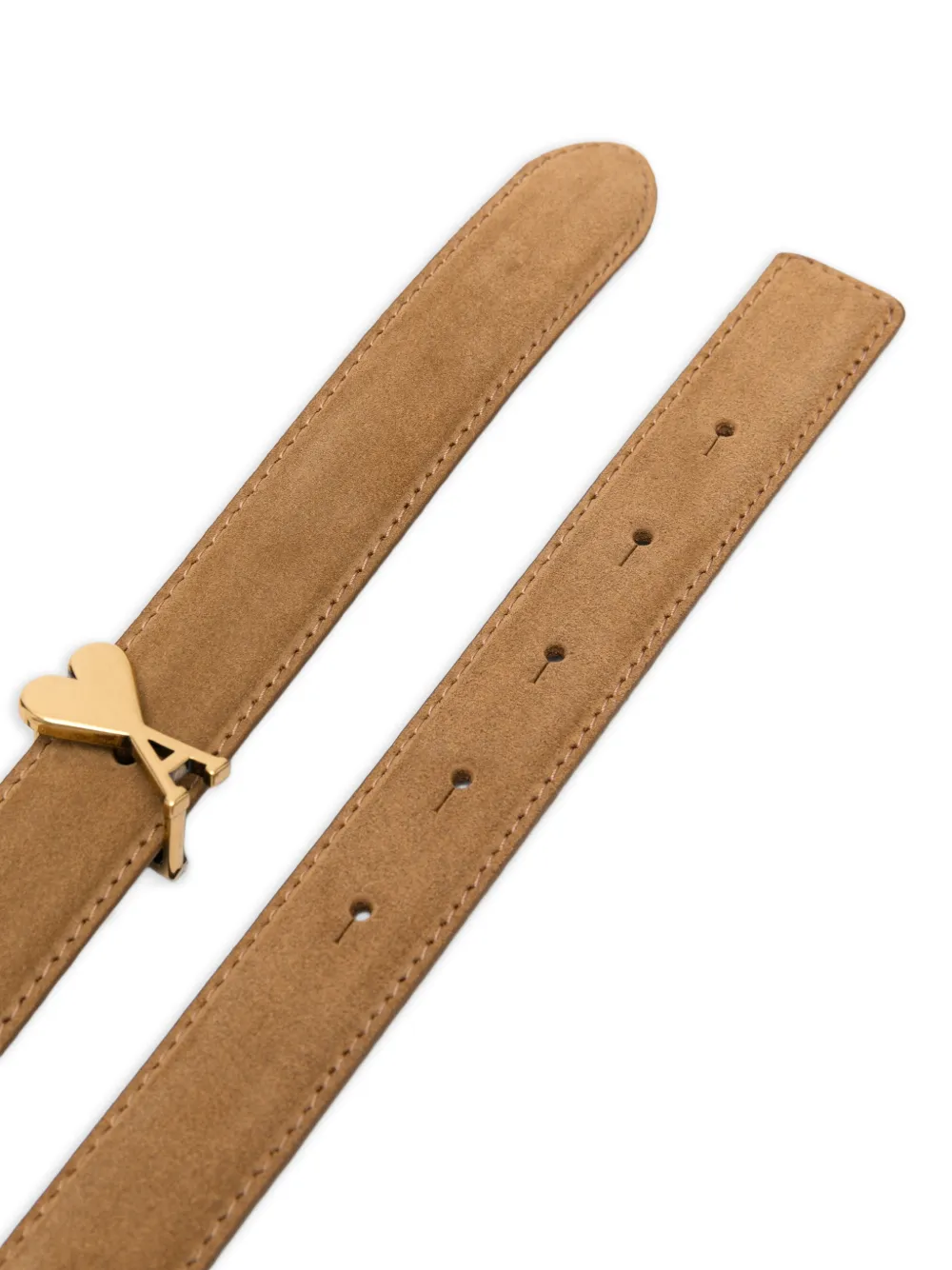  Ami Paris Logo-plaque Leather Belt - Neutrals 