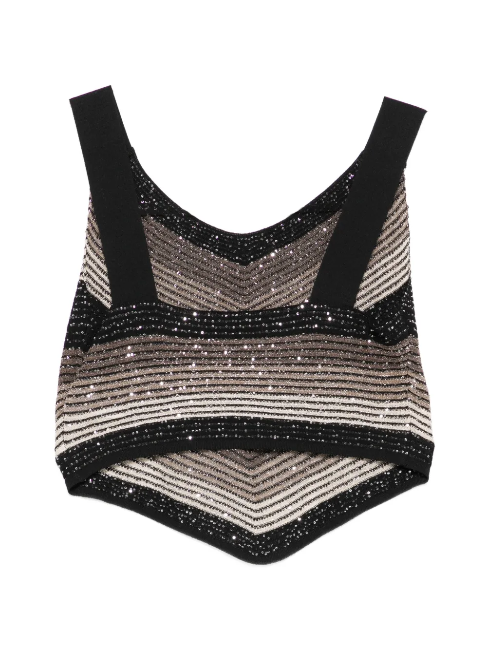  D.exterior V-neck Striped Top - Black 