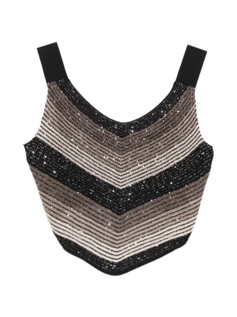 D.Exterior V-neck striped top