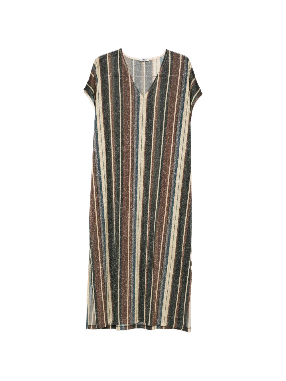 Siyu Zoe V-neck striped maxi dress - Verde