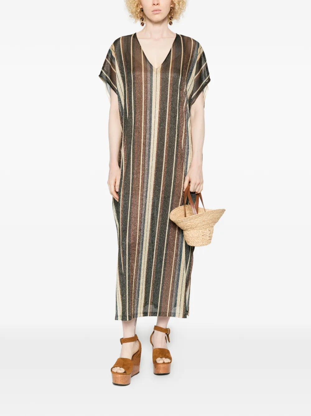 Zoe V-Neck Striped Maxi Dress