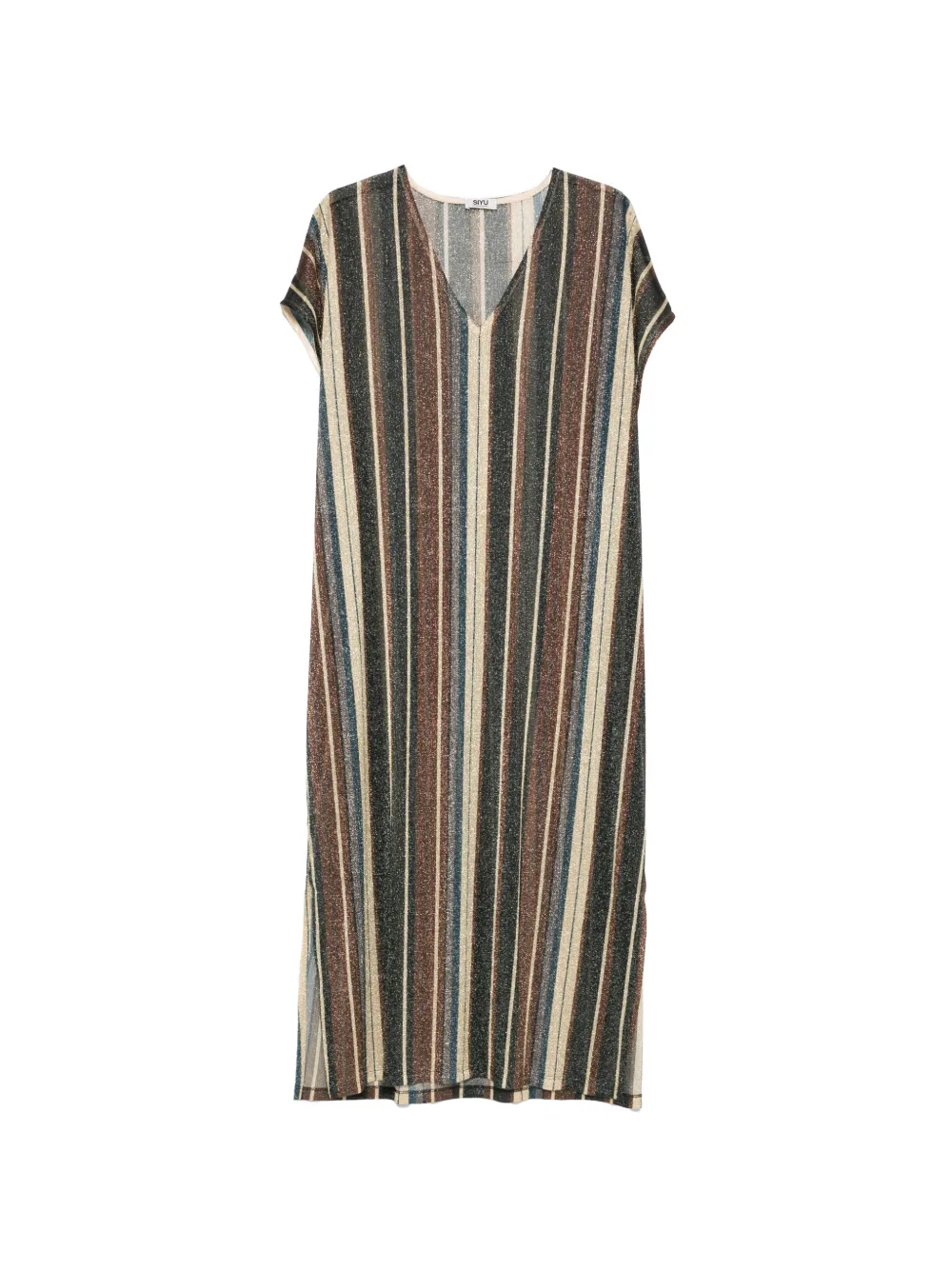 Siyu Zoe V-neck striped maxi dress - Verde