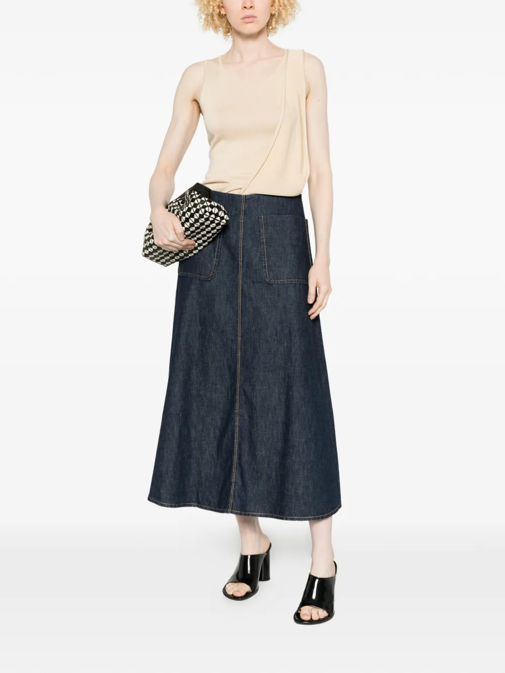  Susanne Bommer A-line Front-pocket Maxi Skirt - Blue 