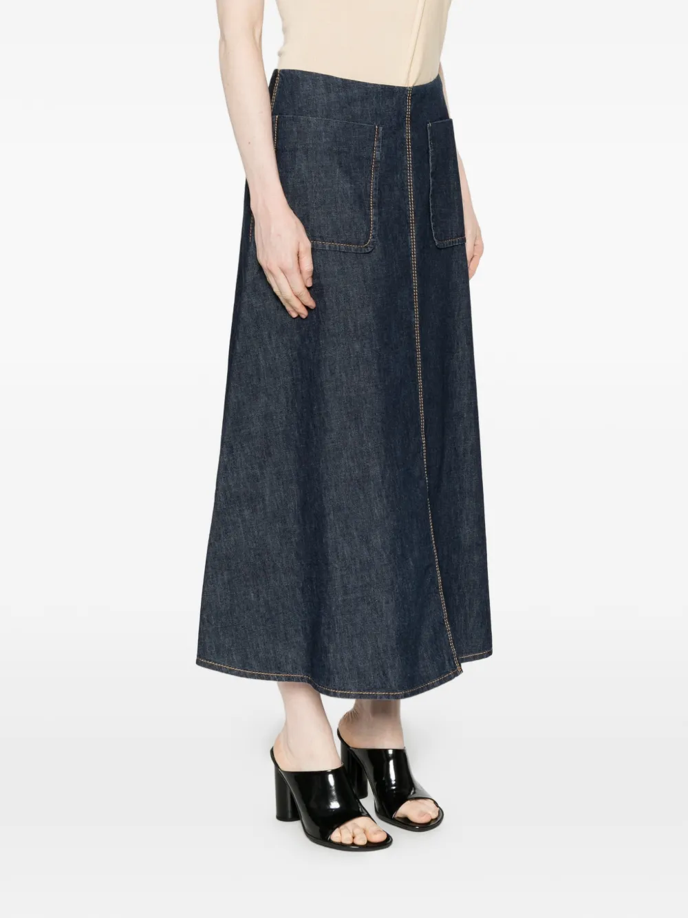  Susanne Bommer A-line Front-pocket Maxi Skirt - Blue 