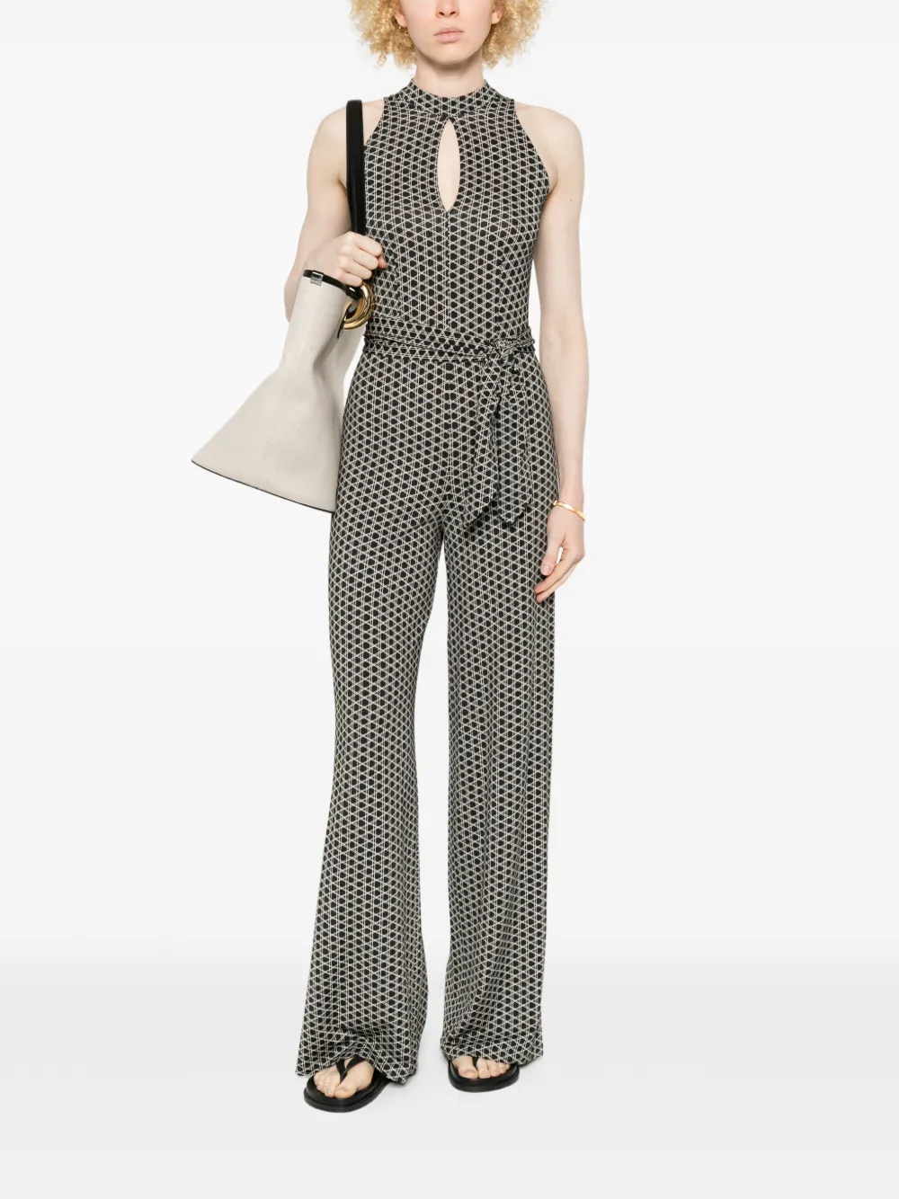  Siyu Geometric-print Jumpsuit - Black 