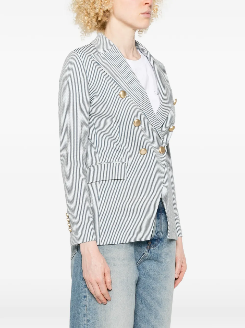Circolo 1901 Gestreepte blazer met dubbele rij knopen Wit