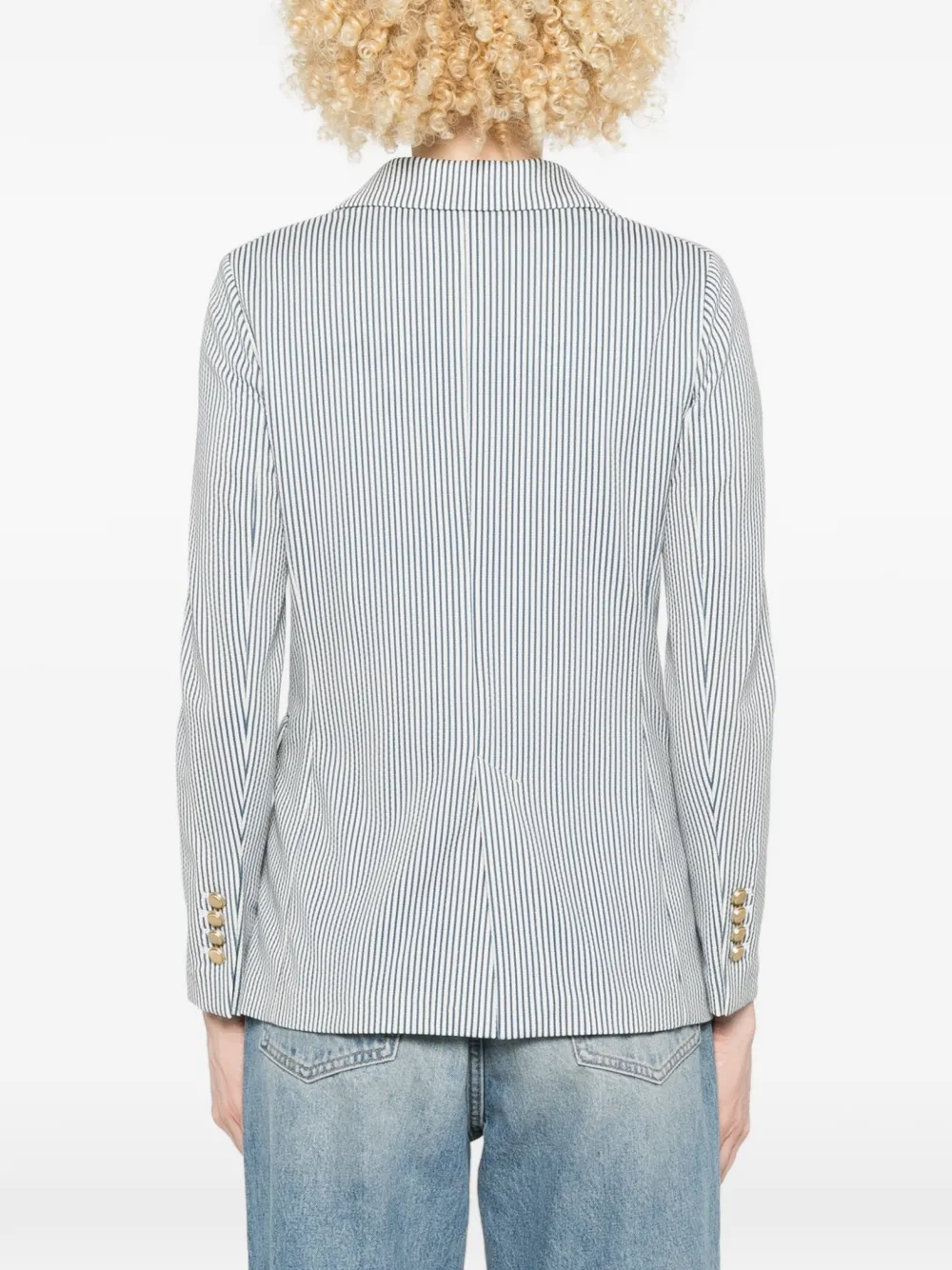 Circolo 1901 Gestreepte blazer met dubbele rij knopen Wit