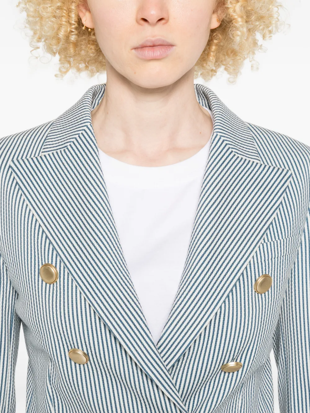 Circolo 1901 Gestreepte blazer met dubbele rij knopen Wit
