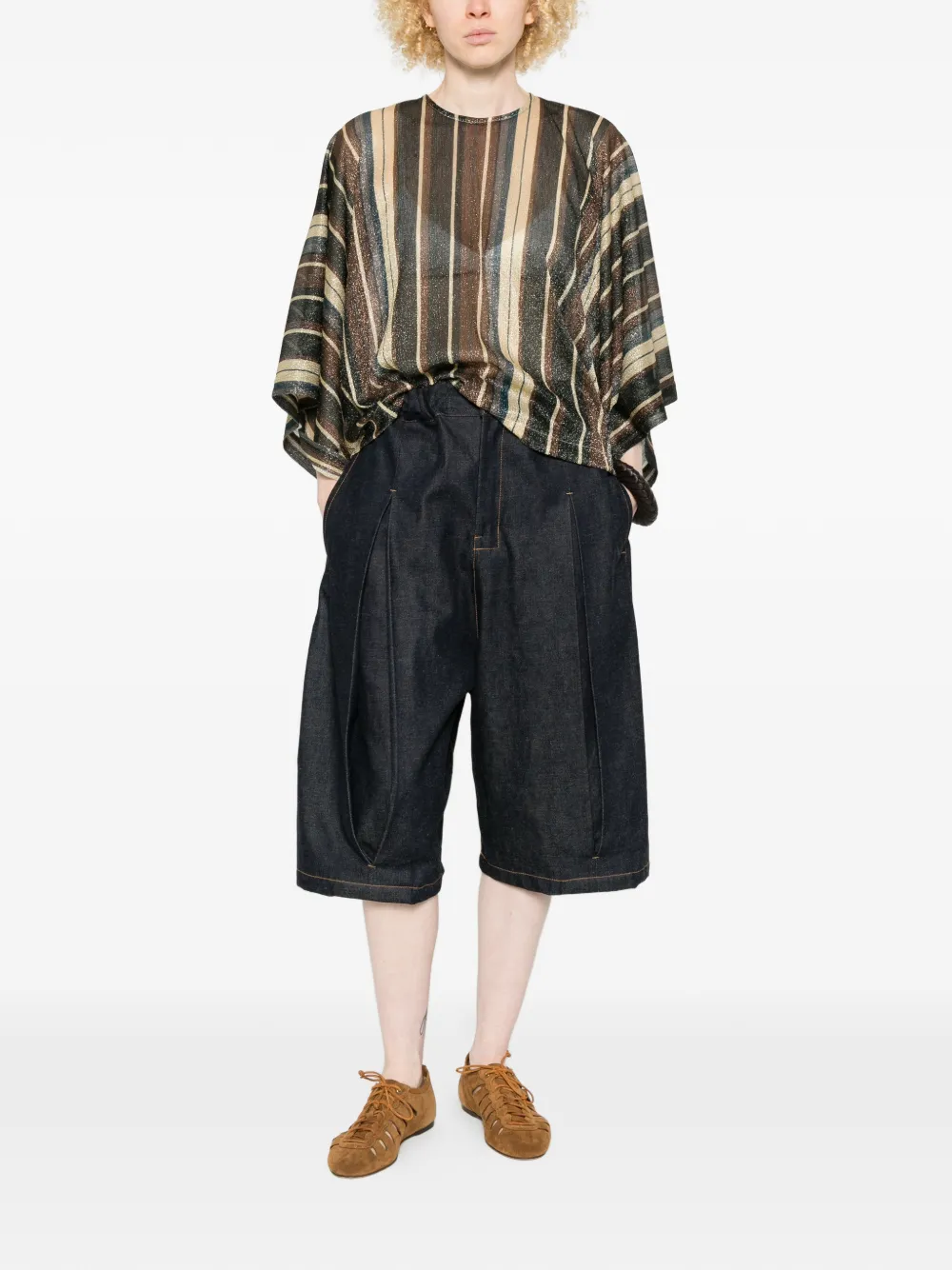  Siyu Zoe Striped-pattern Kaftan - Brown 