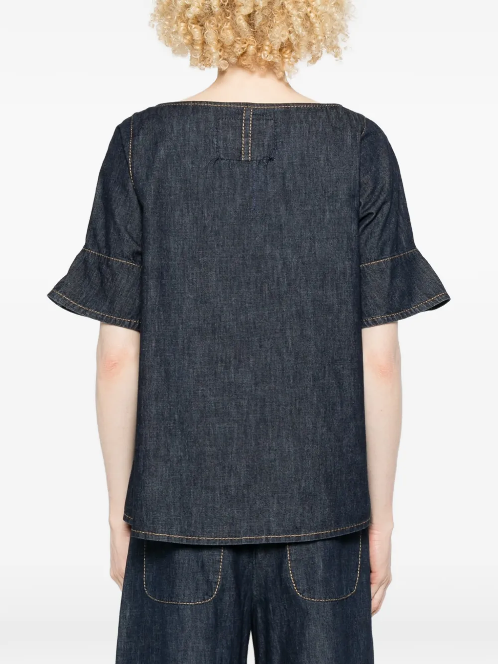 contrast-stitching blouse