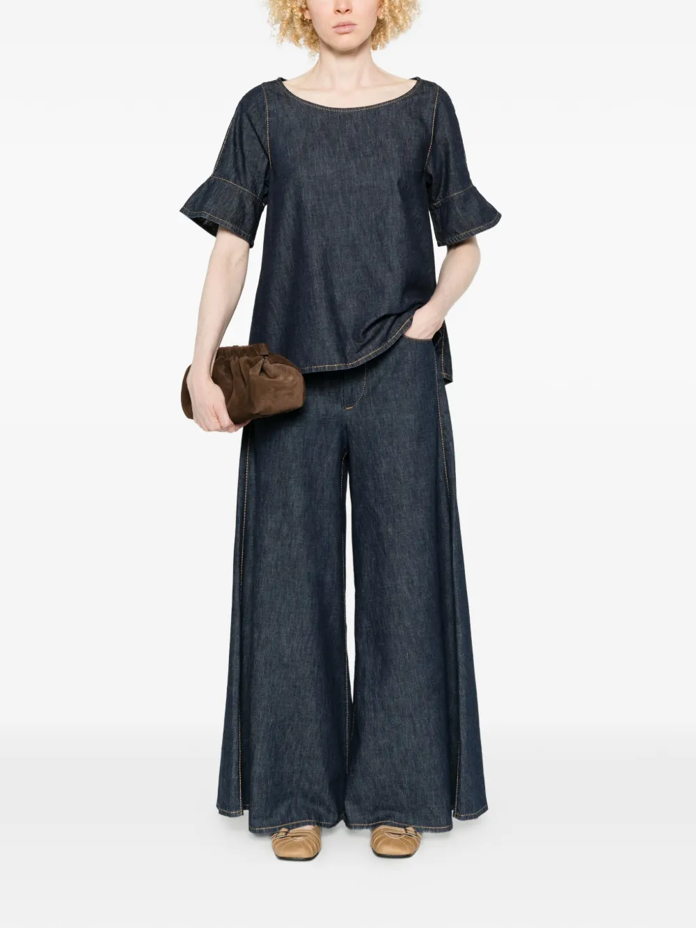  Susanne Bommer Contrast-stitching Blouse - Blue 