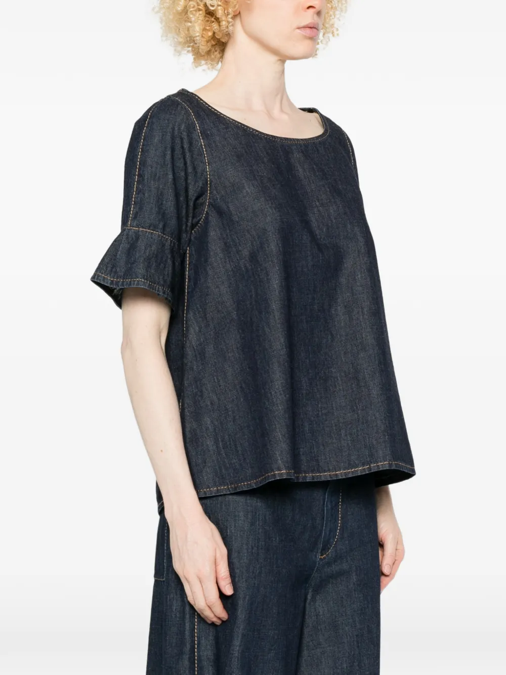  Susanne Bommer Contrast-stitching Blouse - Blue 
