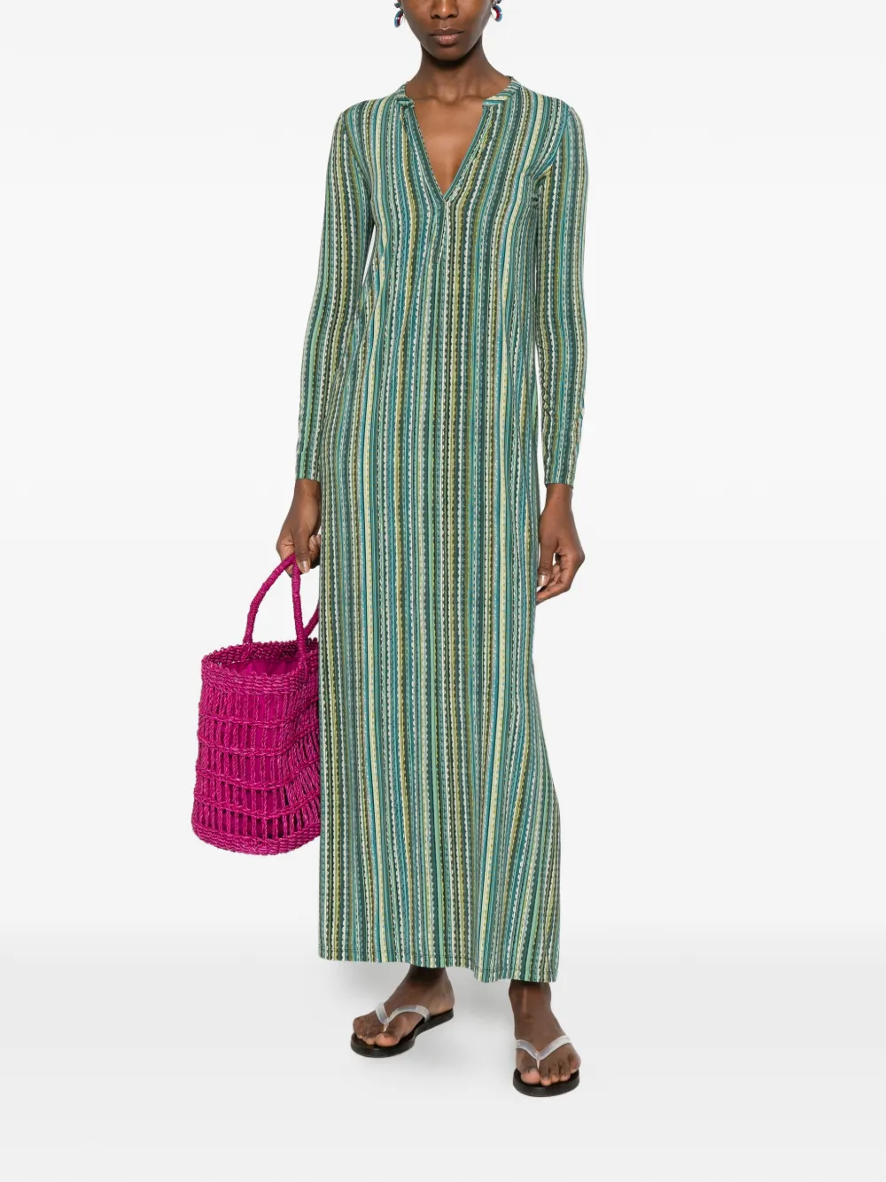 Baez V-Neck Striped Maxi Dress