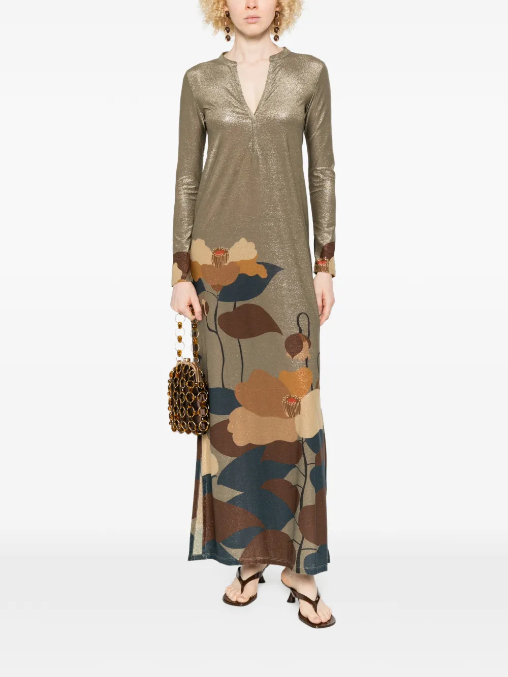  Siyu V-neck Maxi Dress - Neutrals 