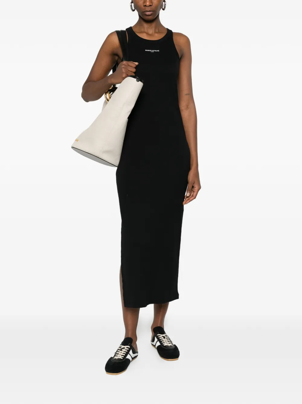 Maison Kitsuné Geribbelde jurk Zwart