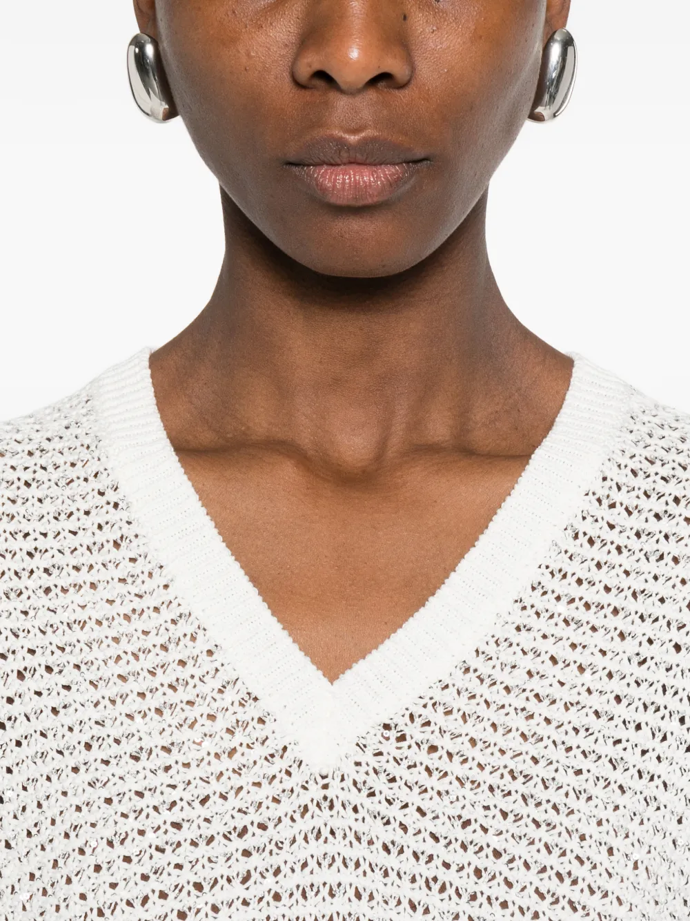 Fabiana Filippi Opengebreid T-shirt met glitters Wit