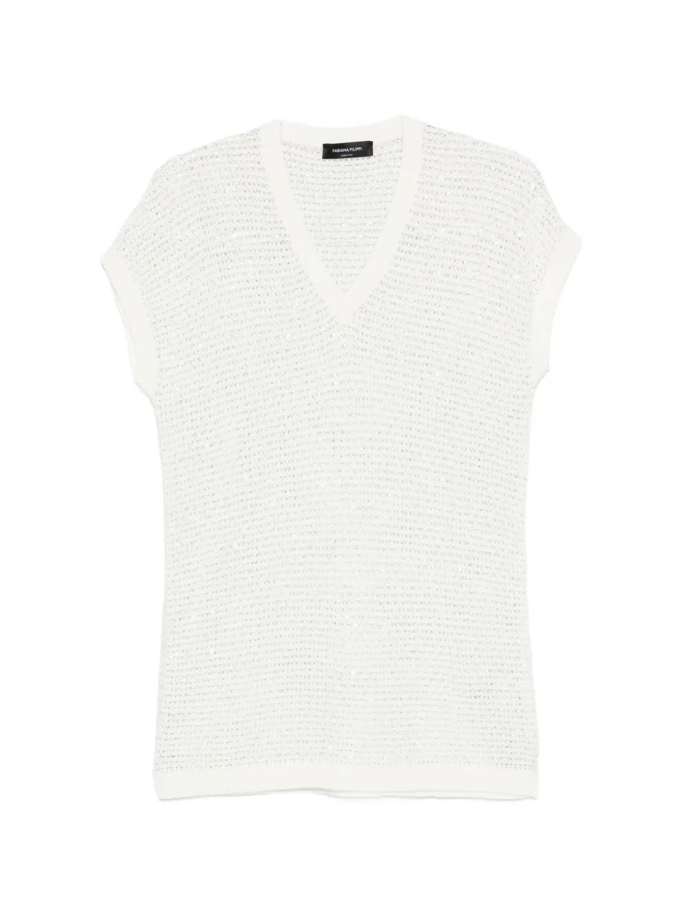 Fabiana Filippi open-knit sparkle T-shirt - Weiß