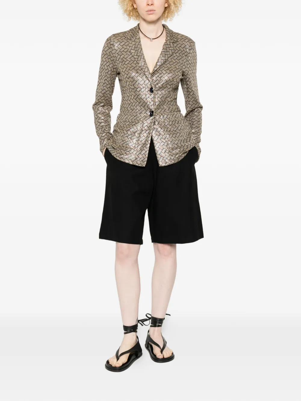  Siyu Tallis Patterned Button-fastening Blazer - Silver 