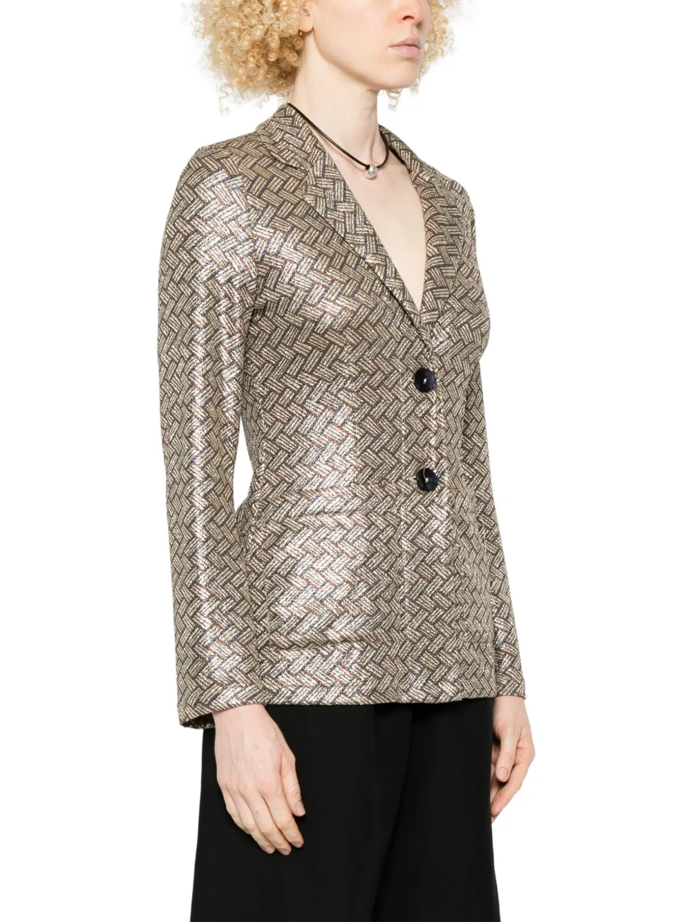  Siyu Tallis Patterned Button-fastening Blazer - Silver 