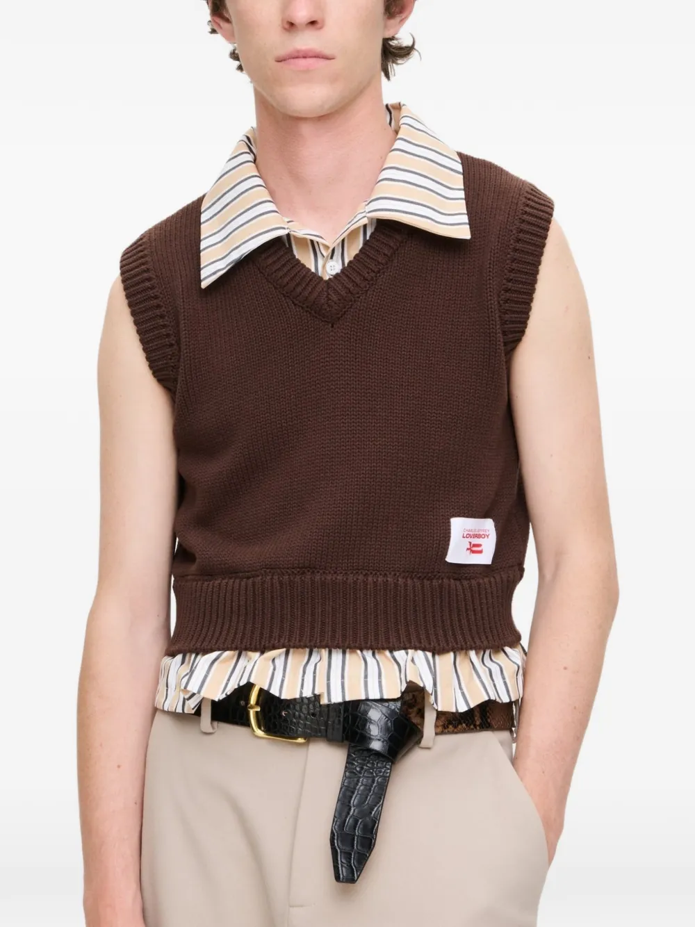 Charles Jeffrey Loverboy Cropped shirt met V-hals Bruin