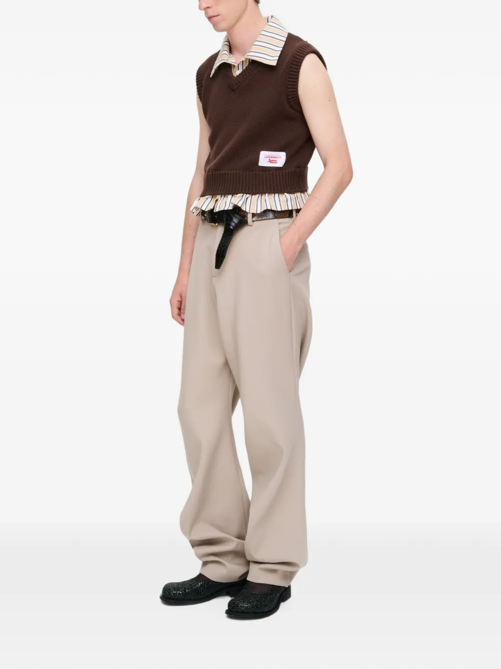 Charles Jeffrey Loverboy Cropped shirt met V-hals Bruin