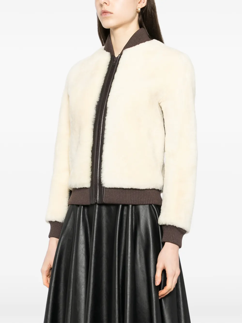  Chloé Pre-owned Leather Bomber Jacket - Neutrals 