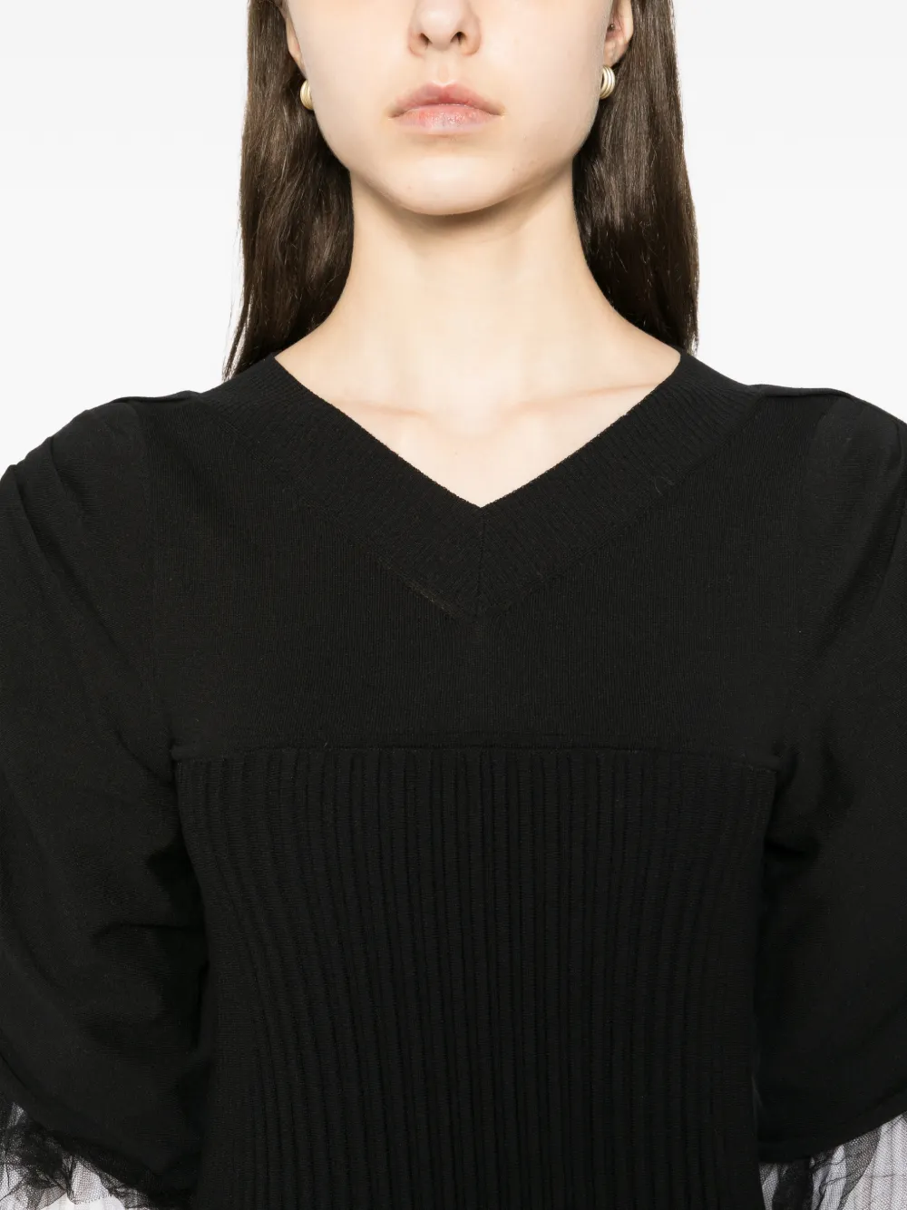 2009 Rib-Knit Tulle Inset Dress