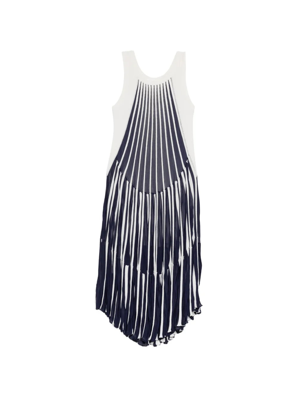 Chloé Pre-Owned pleated striped asymmetric dress - Bianco