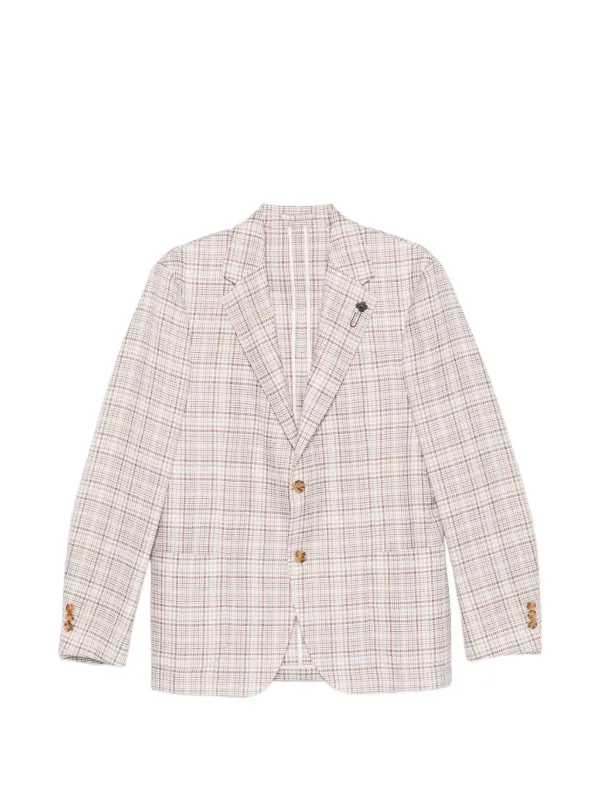 Lardini Check-pattern Blazer in Neutrals
