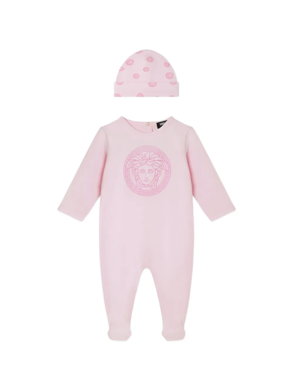 Versace Babies' Medusa Dots Pajamas Set In Pink