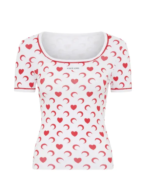 Marine Serre heart moon squareneck T-shirt