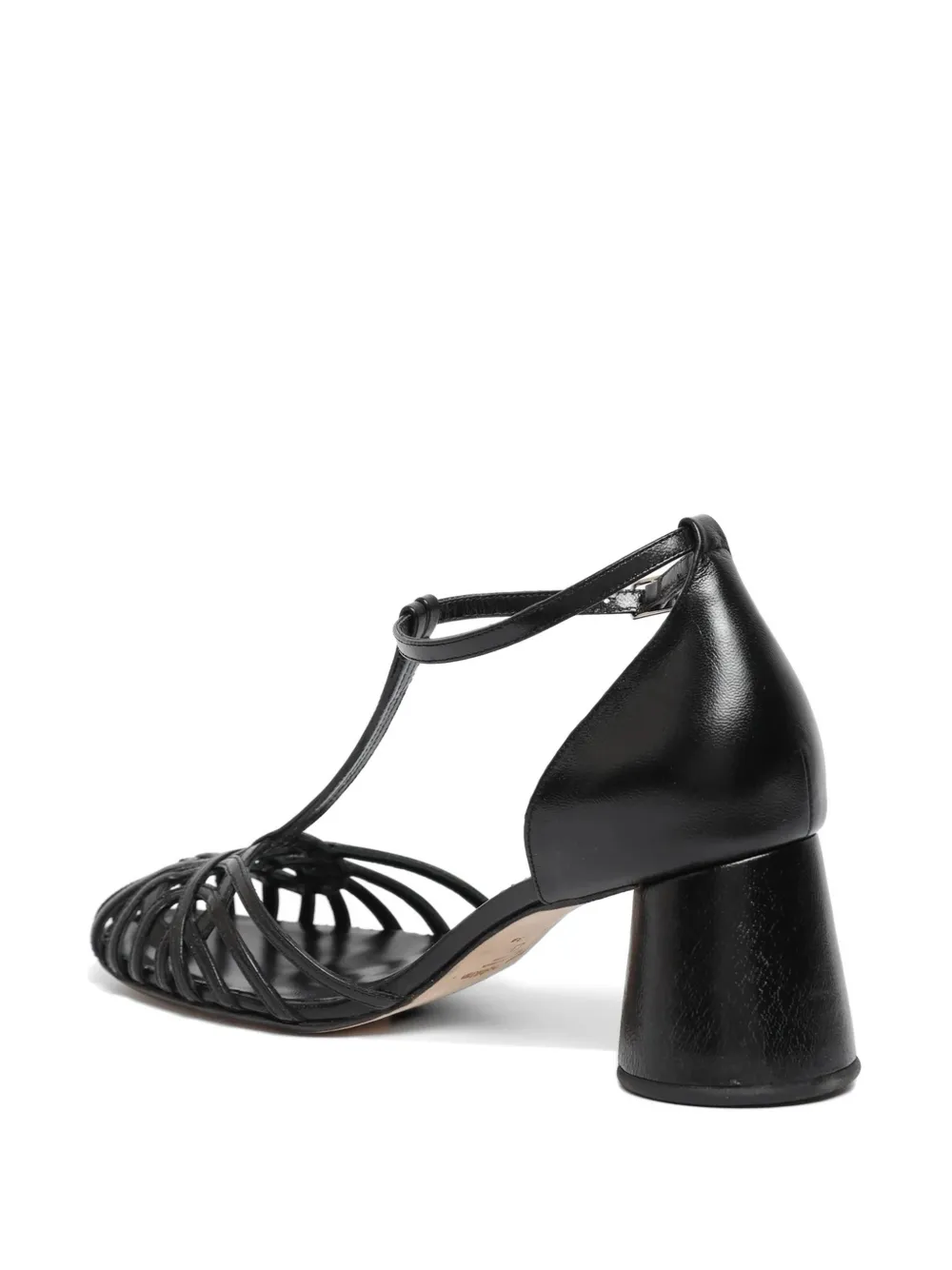 Sarah Chofakian Sandalen met geweven T-bandje en hak Zwart