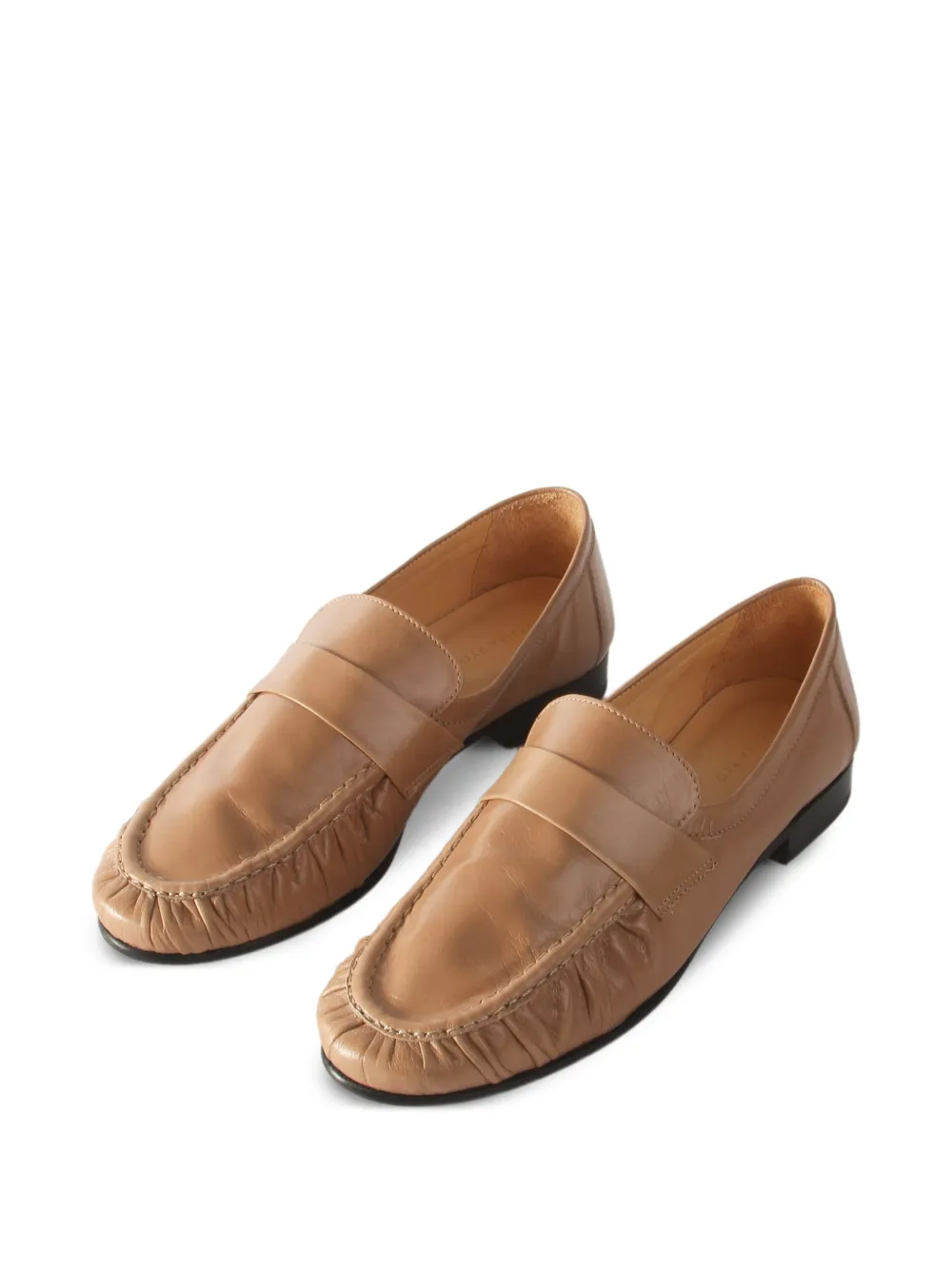  Rejina Pyo Ruched Leather Loafers - Brown 
