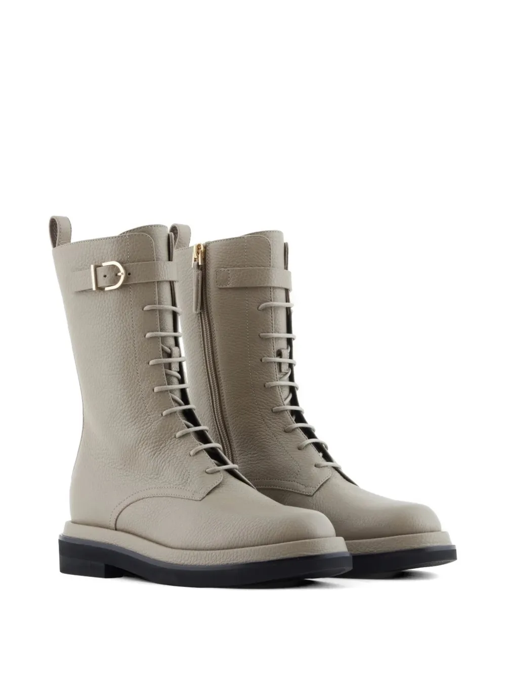 Giorgio Armani buckle lace-up boots Grijs