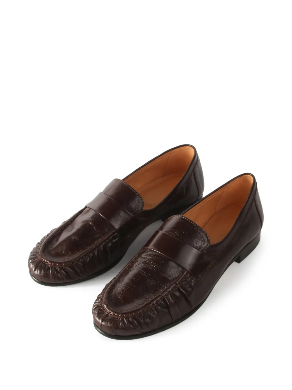  Rejina Pyo Ruched Leather Loafers - Brown 
