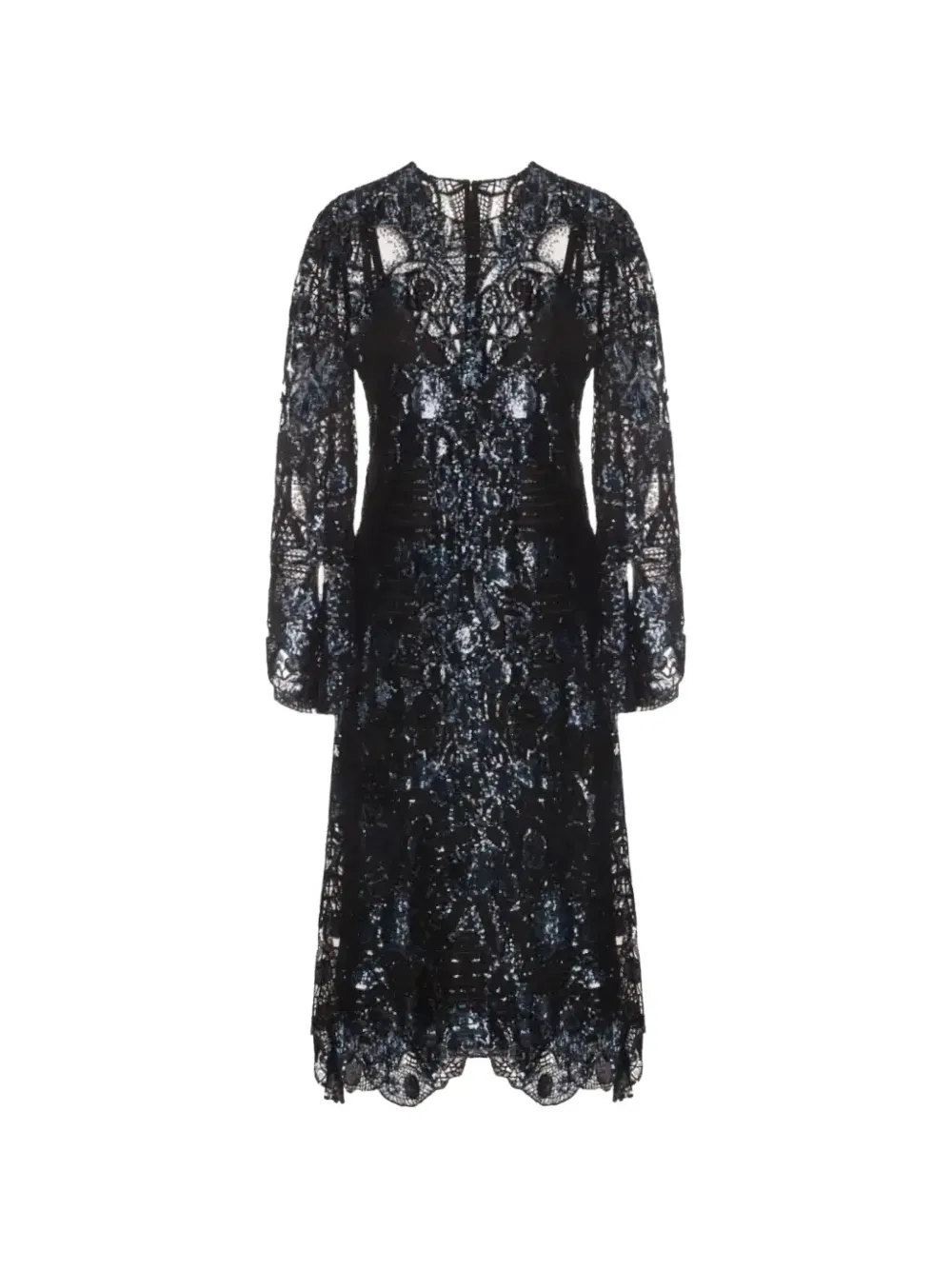 Elie Saab sequin-detail lace midi dress - Schwarz