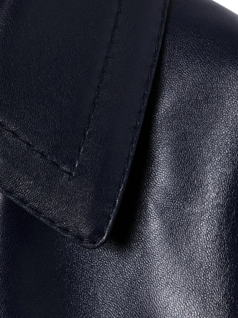  Gucci Horsebit Notched Leather Jacket - Blue 