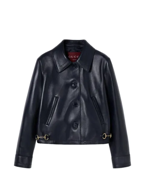 Gucci horsebit notched leather jacket