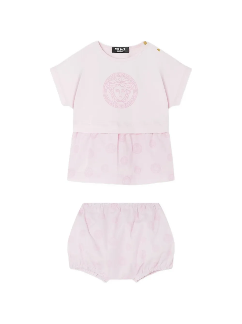 Versace Babies' Graphic-print Dress Set In Pink