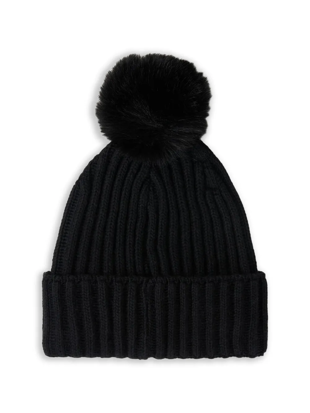  Bogner Pompom Ribbed Beanie Hat - Black 