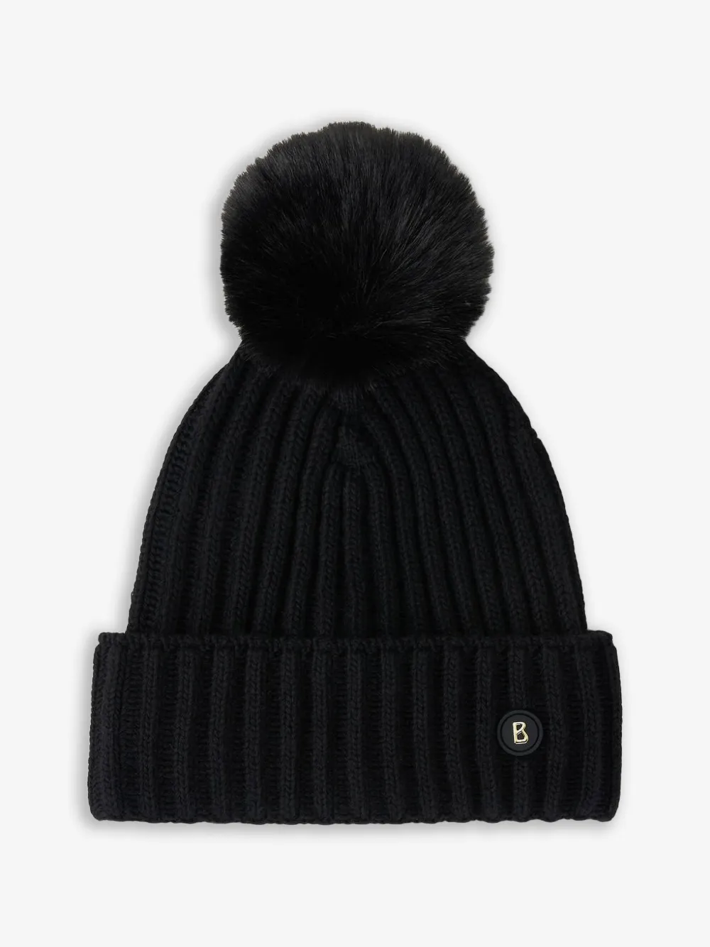 BOGNER pompom ribbed beanie hat | Black | Image 1