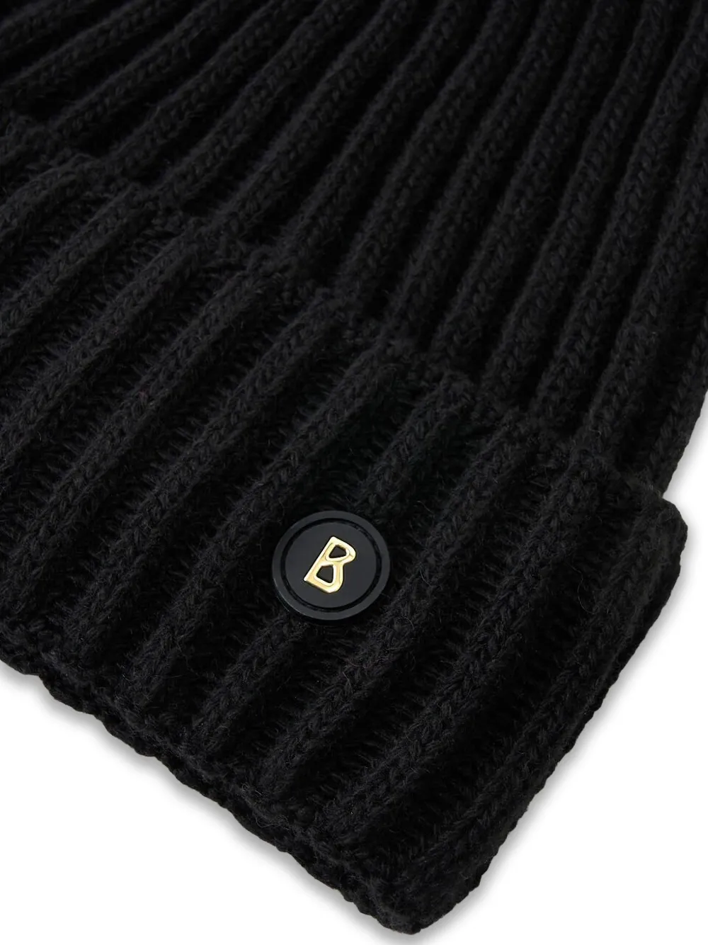  Bogner Pompom Ribbed Beanie Hat - Black 