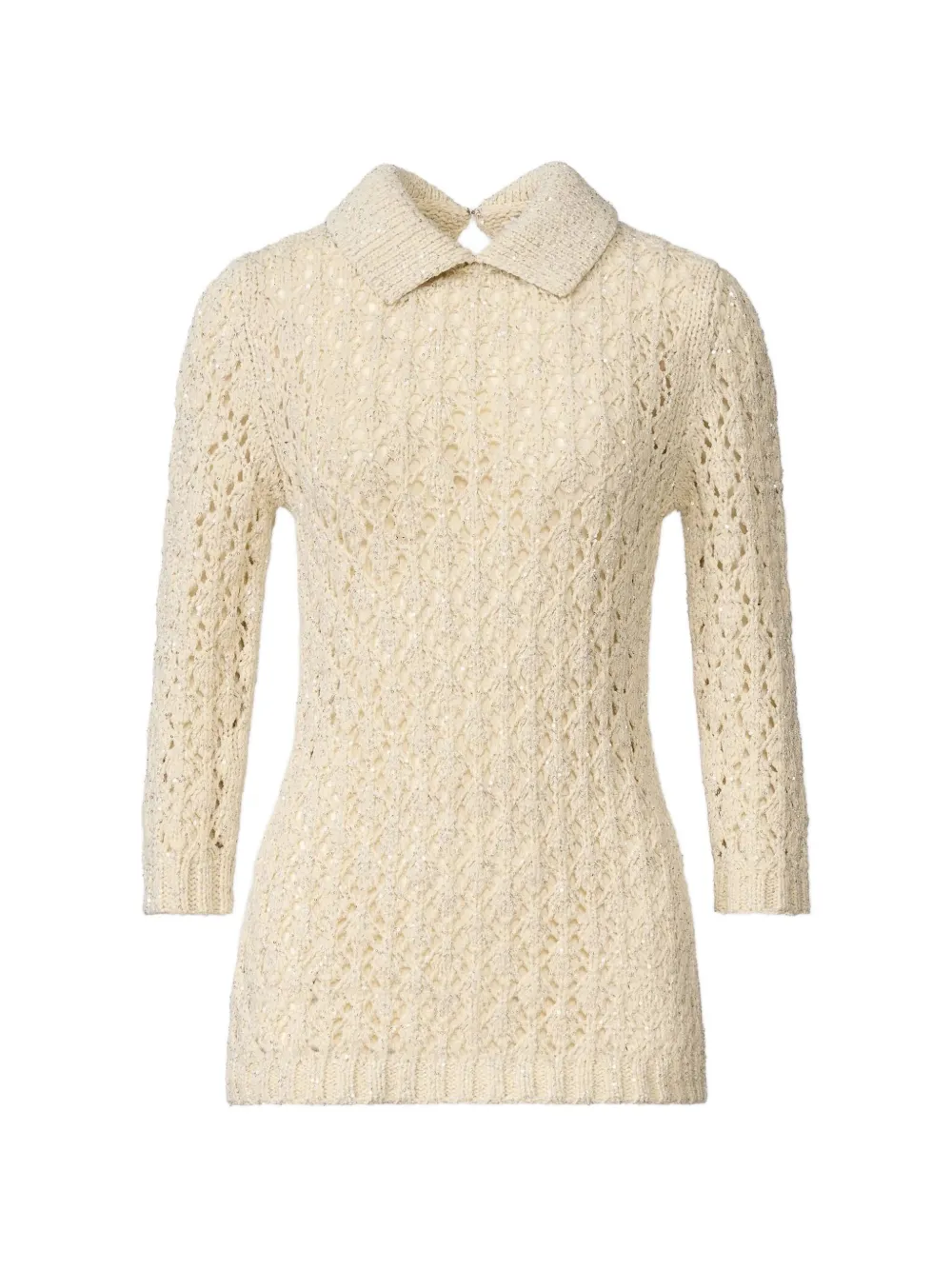 Fabiana Filippi polo-collar openwork-construction sweater - Toni neutri