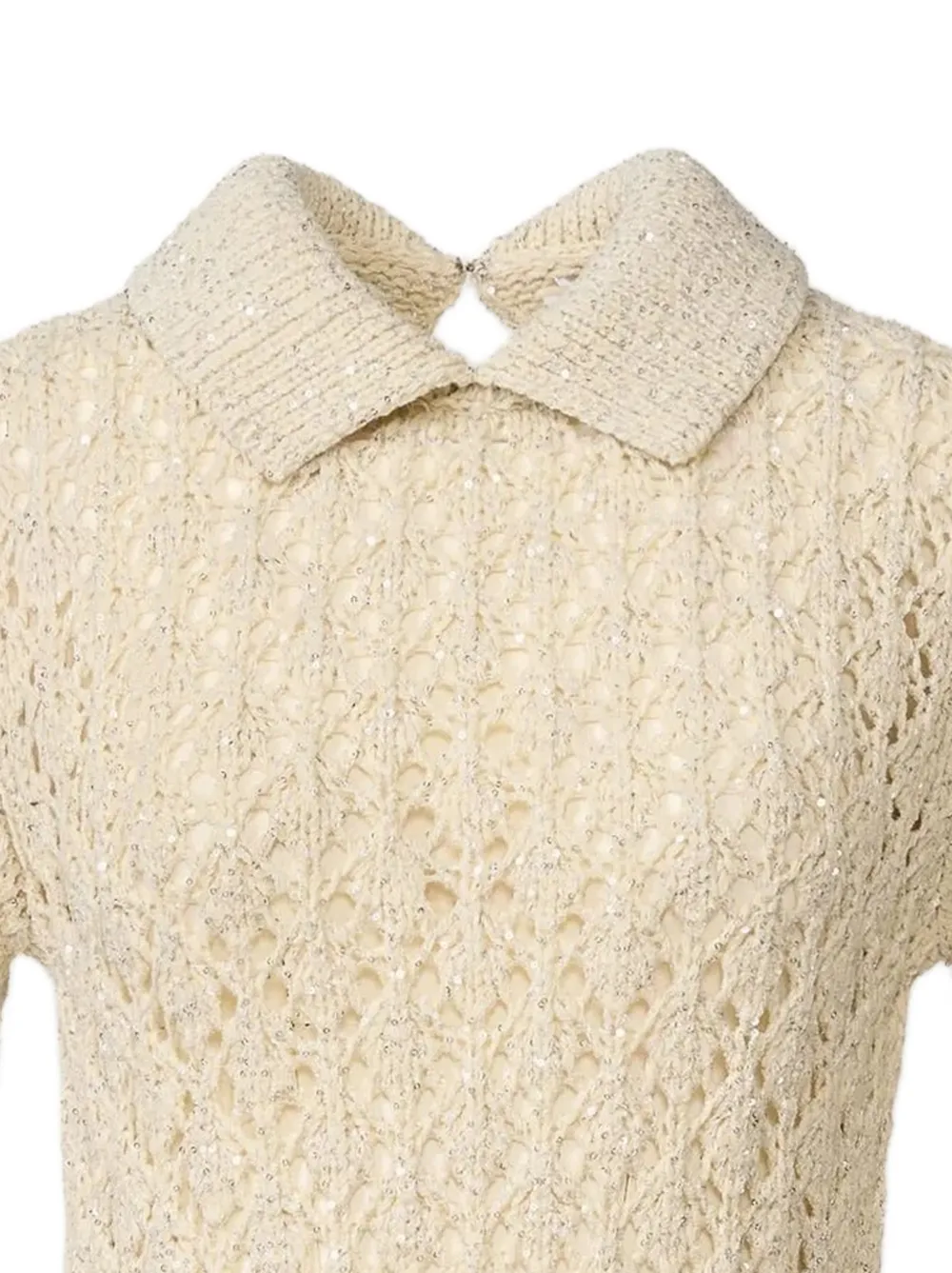  Fabiana Filippi Polo-collar Openwork-construction Sweater - Neutrals 
