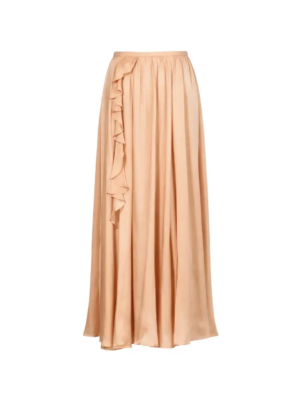 Ulla Johnson Zena Ruffle Midi Skirt in Neutrals