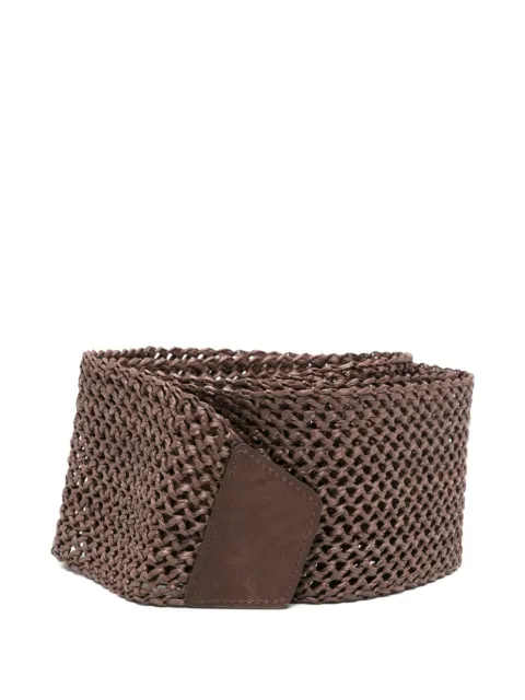 Antonelli woven leather-appliqued  belt