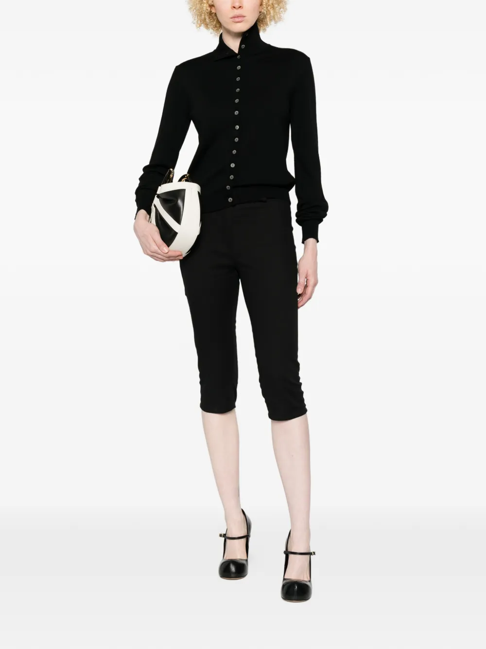  Moschino Buttoned Turtleneck Cardigan - Black 