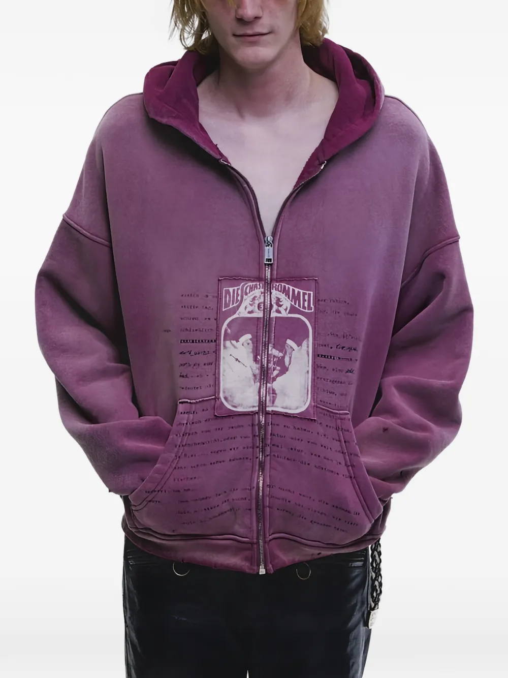 Enfants Riches Déprimés Gerafelde hoodie met patch Paars
