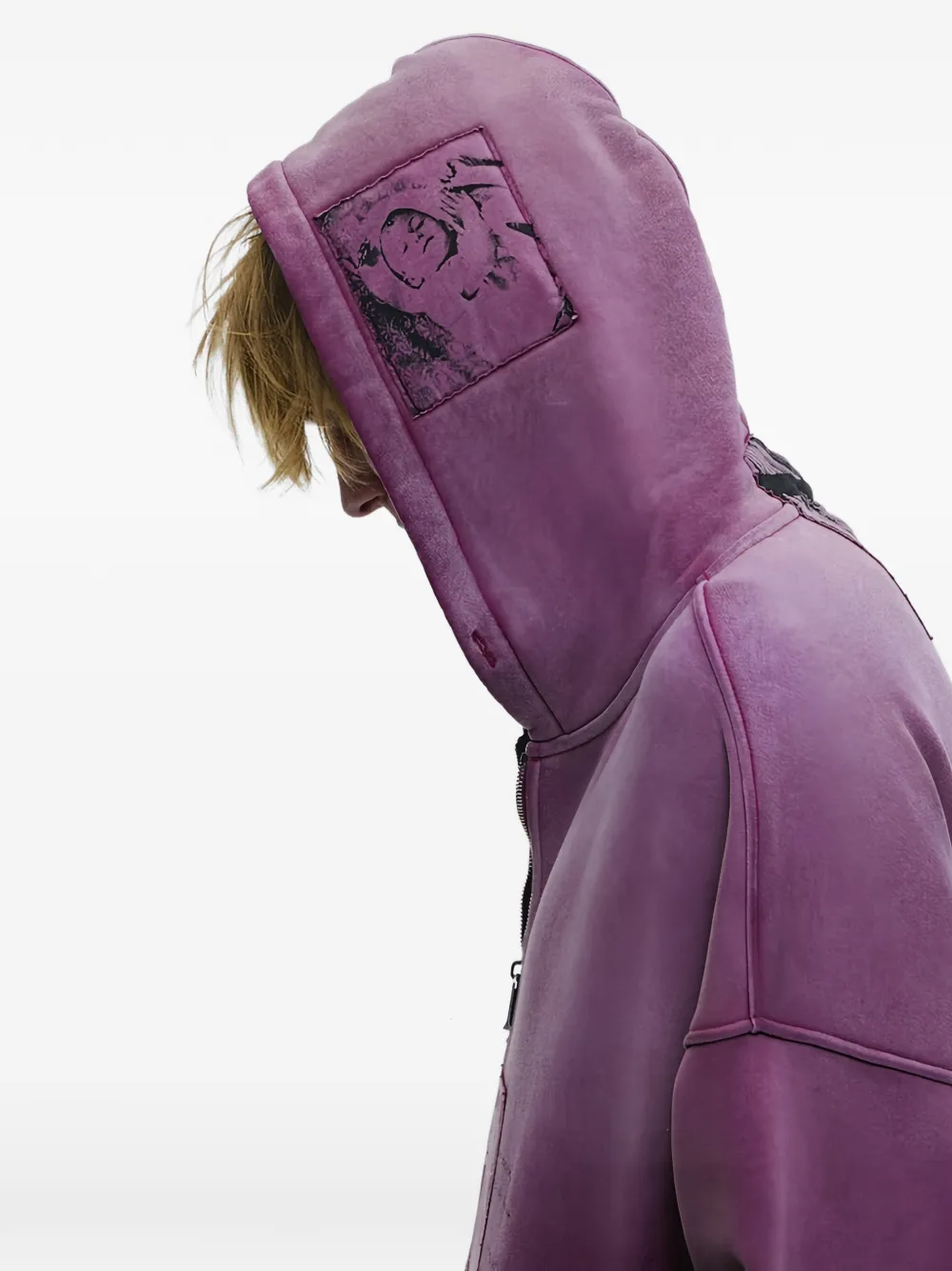 Enfants Riches Déprimés Gerafelde hoodie met patch Paars