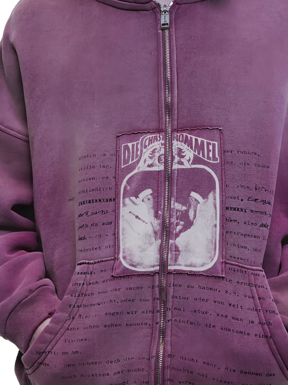 Enfants Riches Déprimés Gerafelde hoodie met patch Paars